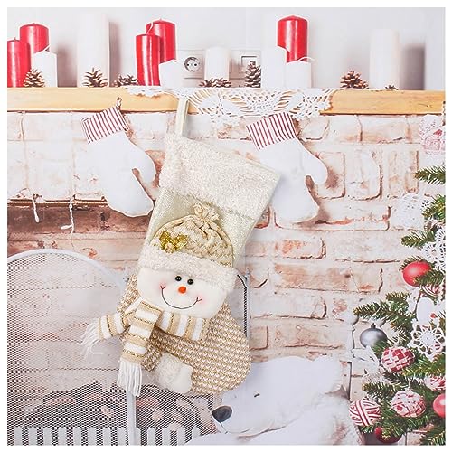 COTTNY Weihnachtsstrümpfe, Goldene Weiße Nikolausstrumpf zum Befüllen und Aufhängen für Weihnachtsdeko, Nikolausstiefel Christmas Stockings für Weihnachtsbaum Kamin Schaufenster Deko (B) von COTTNY