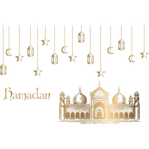 Ramadan Deko, Ramadan Fensteraufkleber Wandsticker, Modern Muslim Ramadan Kareem Sticker Wandtattoo Fensterbilder für Fensterdeko Wanddeko, Eid Mubarak Dekoration, Ramadan Mubarak Dekoration (D) von COTTNY