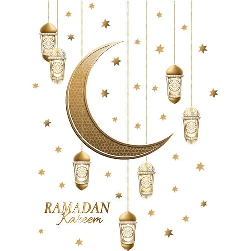 Ramadan Deko, Ramadan Fensteraufkleber Wandsticker, Modern Muslim Ramadan Kareem Sticker Wandtattoo Fensterbilder für Fensterdeko Wanddeko, Eid Mubarak Dekoration, Ramadan Mubarak Dekoration (F) von COTTNY