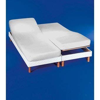 Cotton Art Spannbetttuch für Doppelbetten mit Gelenken, 180 x 190 / 200 cm, Farbe: Weiß, Maße von jedem Bett: 90 x 190 / 200 cm von COTTON ART
