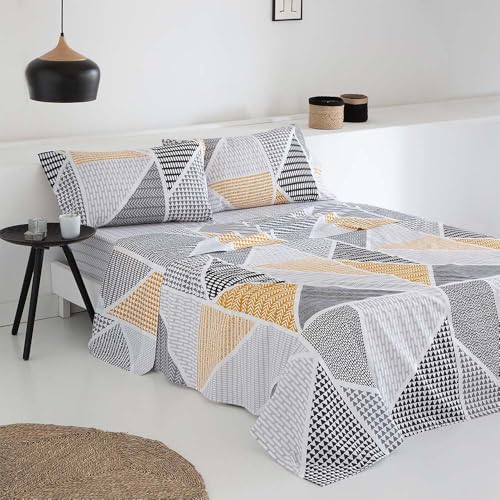 COTTON ARTean Geka Bettwäsche-Set, 150 x 190/200, 50 % Baumwolle, 50 % Polyester, Grau und Senf COTTON ARTean Geka Bettwäsche-Set, 150 x 190/200, 50 % Baumwolle, 50 % Polyester, Grau und Senf von COTTON ARTean