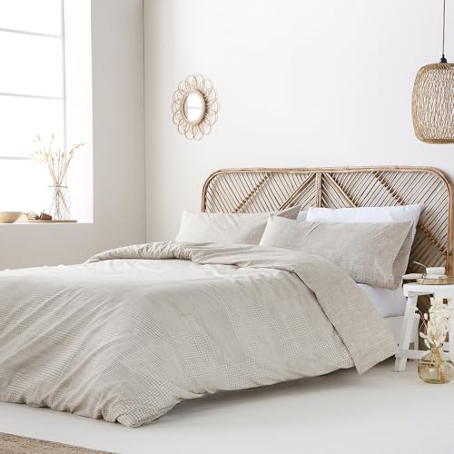 COTTON ARTean Wendbarer Bettbezug, Sella Beige, Bett mit 90 cm Breite, mit Druckknöpfen von COTTON ARTean