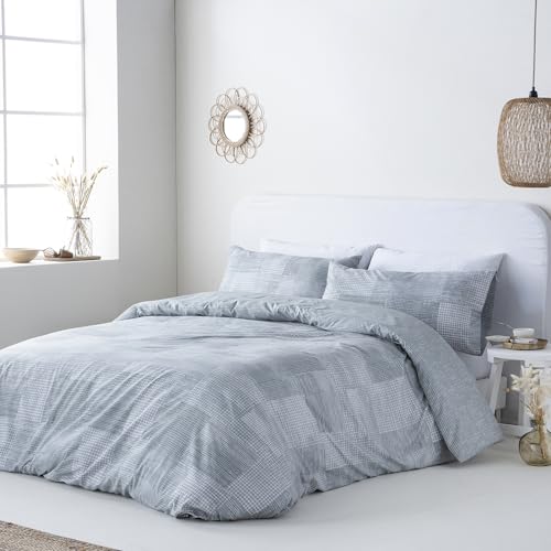 COTTON ARTean Wende-Bettbezug Sella Grau für Bett mit 150 cm Breite, mit Druckknöpfen von COTTON ARTean