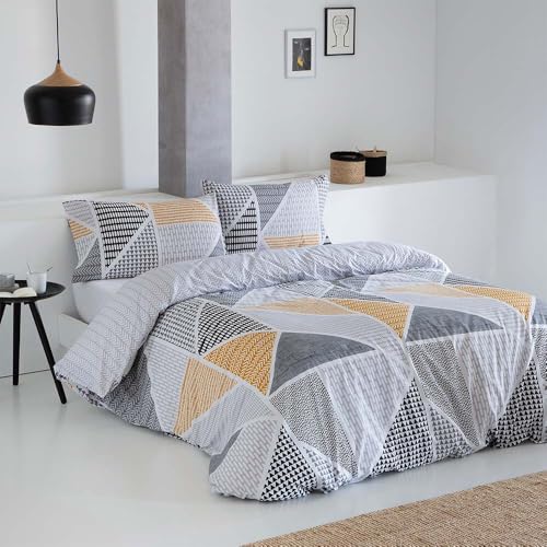 Geka Wendbarer Bettbezug, für Betten mit 135 x 190/200 cm, 50 % Baumwolle, 50 % Polyester, Grau und Senf Geka Wendbarer Bettbezug, für Betten mit 135 x 190/200 cm, 50 % Baumwolle, 50 % Polyester, Grau und Senf von COTTON ARTean