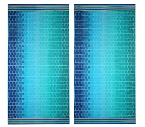 Baumwolle Craft – Übergroße Jacquard doppelt gewebt Velours Strandtuch 40 x 70 – Wahl von 2 Pack oder Single Pack – Tile Blau Blaugrün – dick Plüsch Luxuriöser Velours Flor – 450 Gramm pro Baumwolle Craft – Übergroße Jacquard doppelt gewebt Velours Strandtuch 40 x 70 – Wahl von 2 Pack oder Single Pack – Tile Blau Blaugrün – dick Plüsch Luxuriöser Velours Flor – 450 Gramm pro von COTTON CRAFT
