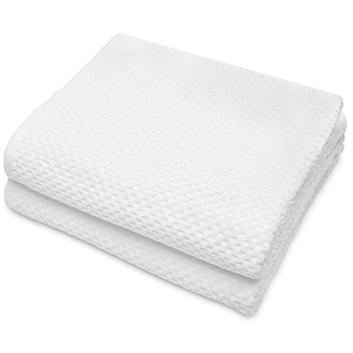 COTTON CRAFT - Euro Spa Set mit 2 luxuriösen Waffelbadetüchern, übergroße, reine ringgesponnene Baumwolle, 88,9 x 177,8 cm, weiß von COTTON CRAFT