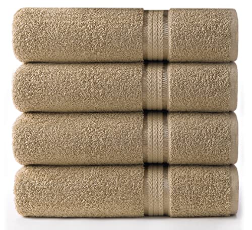 COTTON CRAFT – Ultra weiche Badetücher – 76 x 137 cm – Leinen – 100% Reine ringgesponnene Baumwolle – luxuriöser Viskose-Rand – ideal für den täglichen Gebrauch – pflegeleicht in der Maschine waschen von COTTON CRAFT