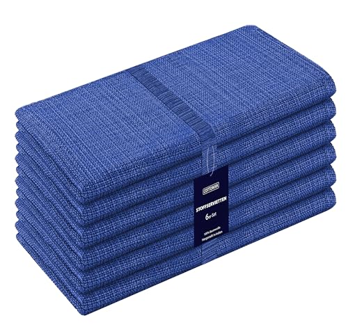 Cottoniva 6er-Set Stoffservietten - Für Familienessen, Feste, Partys & den täglichen Gebrauch - Weich Gemütlich Maschinenwaschbar 100% Baumwolle Servietten 50x50 cm Dunkel-Blau von COTTONIVA