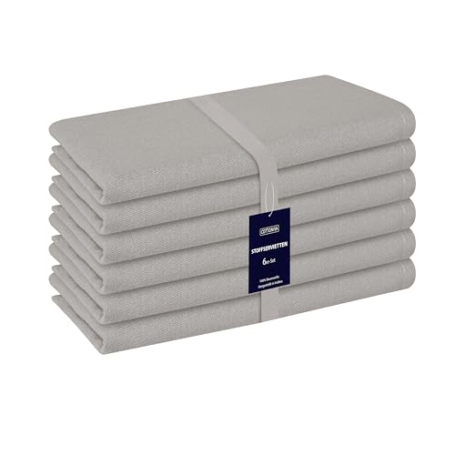 Cottoniva Stoffservietten - Set aus 6 Servietten, 100% Baumwolle, 43 x 43 cm, Weich, Waschbar und Wiederverwendbar - Perfekt für Dinnerpartys, Hochzeiten und den Alltag Servietten Hellgrau von COTTONIVA