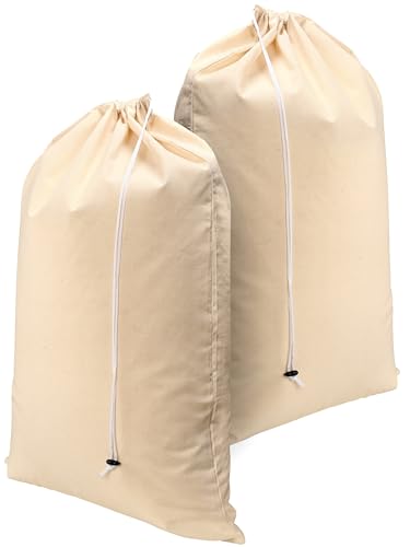 Cottoniva Wäschesack 2er-Set - 60 x 90 cm, 100% Baumwolle, strapazierfähiger Wäschesammlersack mit Kordelzug – Extra groß faltbarer Wäschebeutel, Maschinenwaschbar von COTTONIVA