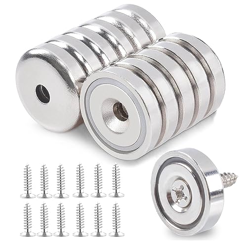 COTTONIX 12 Stück Neodym Magnete mit Loch 11 KG Starke Magnete 20mm Magnet Rund für Küche, Büro, Heimwerken, Handwerk von COTTONIX