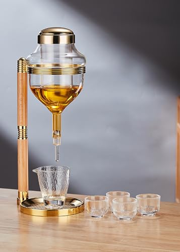 Eiskalter Whisky-Spender aus Glas, Sake-Spender for heiße oder kalte Getränke, Mehrzweck-Dekanter-Spender for Glas-Getränkekrug-Partys, Fingerhut-Tropf-Design, leicht zu reinigen, for Zuhause, Bar ( C von COUCHO