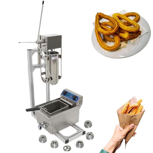 Gewerblicher manueller Churro-Maker mit Fritteuse, 7-l-Churro-Maker für spanische Donuts 10-l-/20-l-Elektrofritteuse, 6 Düsen, Edelstahl-Dessert-Donut-Füller für Restaurants oder den Gewerblicher manueller Churro-Maker mit Fritteuse, 7-l-Churro-Maker für spanische Donuts 10-l-/20-l-Elektrofritteuse, 6 Düsen, Edelstahl-Dessert-Donut-Füller für Restaurants oder den von COUCHO