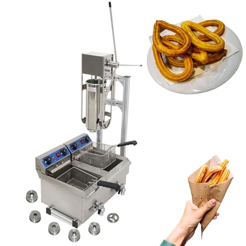 Gewerblicher manueller Churro-Maker mit Fritteuse, 7-l-Churro-Maker für spanische Donuts 10-l-/20-l-Elektrofritteuse, 6 Düsen, Edelstahl-Dessert-Donut-Füller für Restaurants oder den Gewerblicher manueller Churro-Maker mit Fritteuse, 7-l-Churro-Maker für spanische Donuts 10-l-/20-l-Elektrofritteuse, 6 Düsen, Edelstahl-Dessert-Donut-Füller für Restaurants oder den von COUCHO
