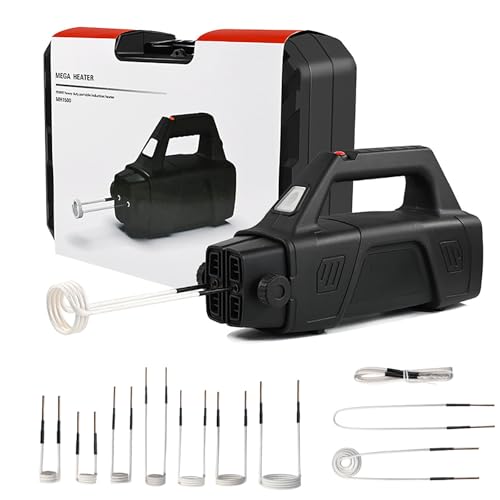 Magnetisches Induktionsheizgerät-Set, 1500 W, handliches, flammenloses Schraubenlösegerät mit LED-Beleuchtung, 10 Spulen, tragbares elektromagnetisches HF-Heizgerät zum Entfernen von COUCHO