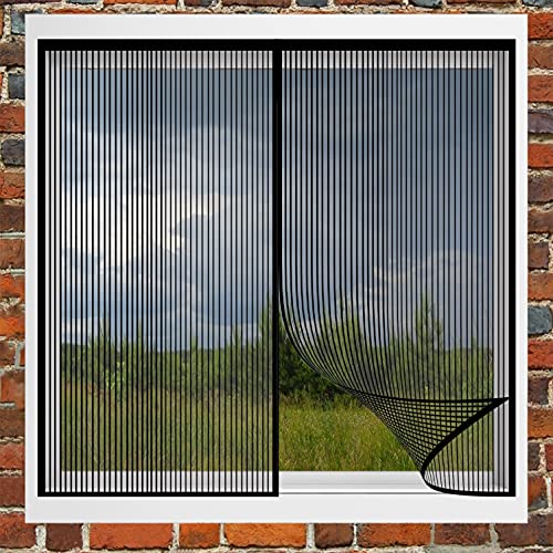 COUEO Mückennetz Vorhang 70x125cm(28x49inch) Magnetvorhang Zum Insektenschutz Magnetische Adsorption Ohne Bohren für Fenster, Schwarz von COUEO