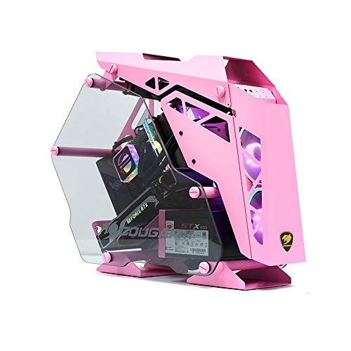 COUGAR Gaming | PC-Gehäuse | Conquer Mini Pink Aluminium – Luftkühlung – kompatibel mit Langen Grafikkarten – Steckplätze für Lüfter oder Heizkörper – USB-Anschlüsse von COUGAR