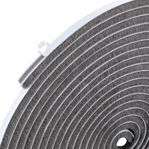 COUMENO 10M Bürstendichtung Selbstklebend für Schiebefenster, Fensterdichtung Selbstklebend, 9mm (T) x 9mm (B), Grau Dichtungsbürste Türdichtung, Wind-,Sowie Schalldicht und Geeignet für Fenster von COUMENO
