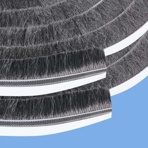 COUMENO 2er-Pack Bürstendichtung Selbstklebend für Schiebefenster,Grau Door Dichtungsbürste Türdichtung,10 m (L) x 23 mm (T) x 9 mm (B),Fensterdichtung Selbstklebend,Wind-,Sowie Schalldicht von COUMENO