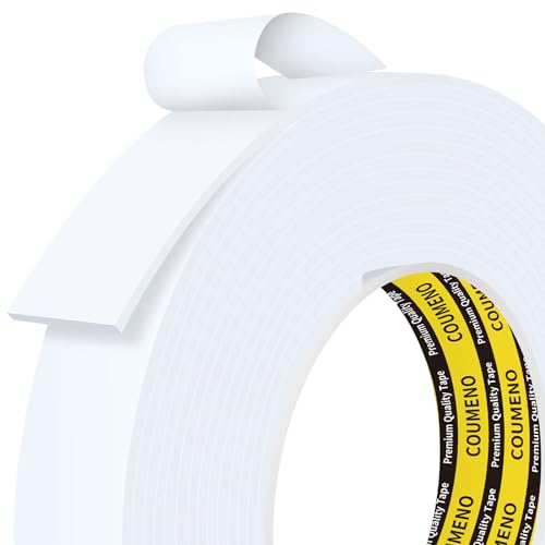 COUMENO Dichtungsband Selbstklebend 25mm x 5m Weiß Fensterdichtung Selbstklebend,Kompriband & Moosgummi Selbstklebend,Schalldämmende Türdichtung,Winddicht Dichtband für Türen/Fenste Lücken Rissen von COUMENO