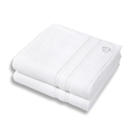 COUTONE Home Premium Badetuch 2er-Set 70 x 140 cm – Extraweiches & saugstarkes Badetuch aus 100% hochwertiger Baumwolle (Weiss) von COUTONE Home