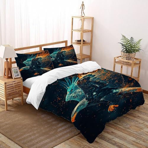 COVDKIDF Adler-Partikel Bettwäsche-Sets 3 Teilig Für Jungen Und Mädchen 3D-Digitaldruck Animal Theme Wildlife Weiche Mikrofaser Mit Reißverschluss Und Kissenbezug Super King（260x220cm） von COVDKIDF