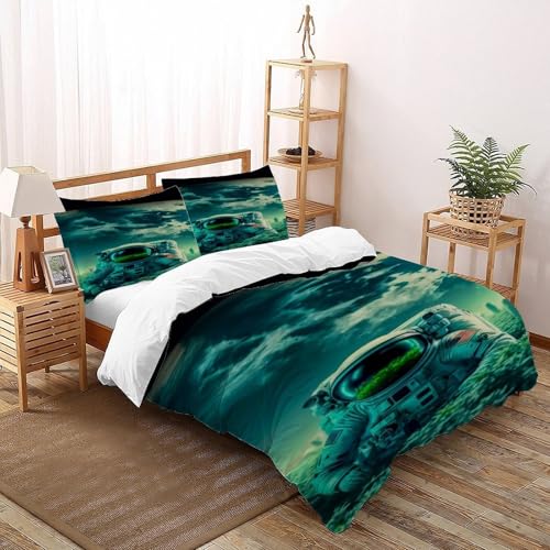 COVDKIDF Astronaut Erde Bettwäsche Set 3-teilig Starry Sky Theme Mit Kissenbezug Betten Set Für Jungen Und Mädchen,Kinder Double（200x200cm） von COVDKIDF