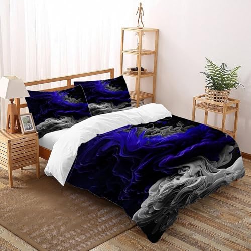 COVDKIDF Blue Ink White Ink Bettwäsche Set 3 Teilig Für Jungen Und Mädchen 3D-Digitaldruck Starry Sky Theme Microfaser Mit Reißverschluss Und Kissenbezug Double（200x200cm） von COVDKIDF
