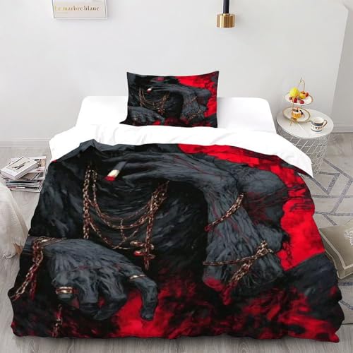 COVDKIDF Dunkle Gestalt Rotes Auge Bettbezug Gothic Themes Kinderbettwäsche Reißverschluss Mit Kissenbezug Betten Set Für Jungen Und Mädchen,Kinder Single（135x200cm） von COVDKIDF