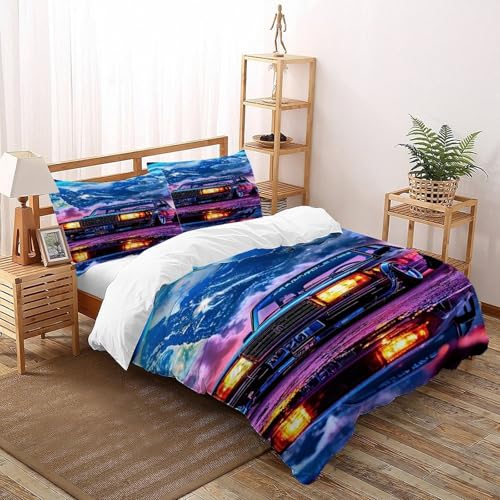 COVDKIDF Erde Auto Bettwäsche Set 3 Teilig Mit Reißverschluss Sports Theme Car Kissenbezügen Mikrofaser Für Jungen Und Mädchen,Kinder Super King（260x220cm） von COVDKIDF