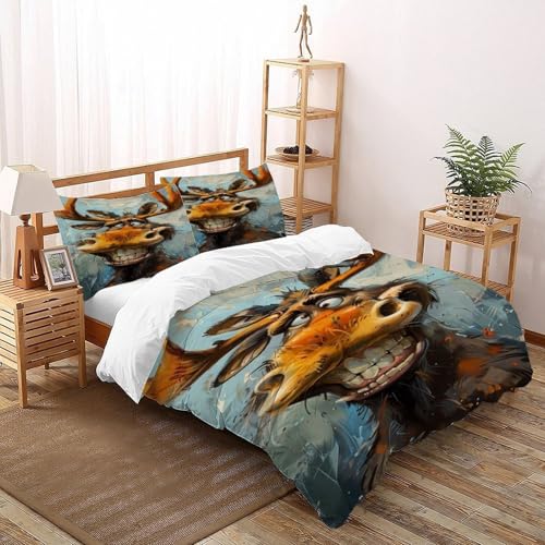COVDKIDF Gemälde Bettwäsche-Sets 3 Teilig Für Jungen Und Mädchen 3D-Digitaldruck Animal Theme Wildlife Weiche Mikrofaser Mit Reißverschluss Und Kissenbezug Super King（260x220cm） von COVDKIDF