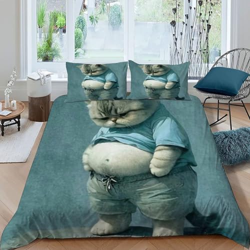 COVDKIDF Katzenkleidung Bettwäsche-Sets 3 Teilig Für Jungen Und Mädchen 3D-Digitaldruck Animal Theme Domestic Animals Microfaser Mit Reißverschluss Und Kissenbezug King（220x240cm） von COVDKIDF
