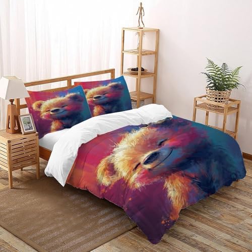 COVDKIDF Lebhafter Teddybär Bettbezug Set 3-teilig Kinderbettwäsche-Set Animal Theme Wildlife Mit Kissenbezügen Für Jugendliche Kinder Schlafzimmer Super King（260x220cm） von COVDKIDF