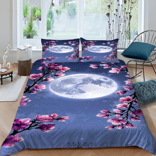 COVDKIDF Mondkirsche Bettbezug-Set 3 Teilig Für Jungen Und Mädchen 3D Druck Plant Illustration Weiche Mikrofaser Und Kissenbezug Mit Reißverschluss King（220x240cm） von COVDKIDF