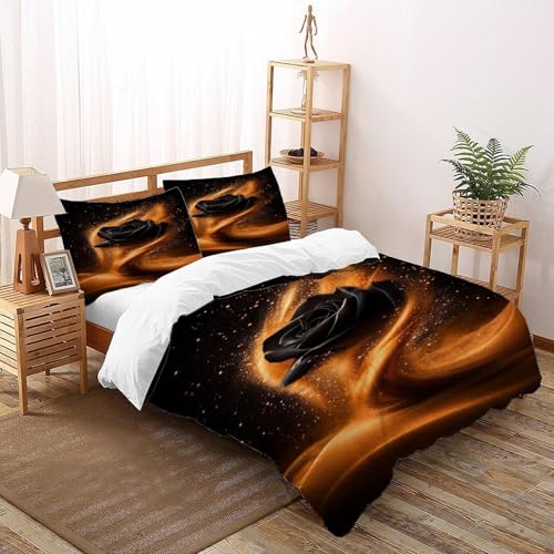 COVDKIDF Schwarzer Goldener Sand Bettwäsche-Sets 3 Teilig Für Jungen Und Mädchen 3D-Digitaldruck Black Rose Microfaser Mit Reißverschluss Und Kissenbezug Super King（260x220cm） von COVDKIDF