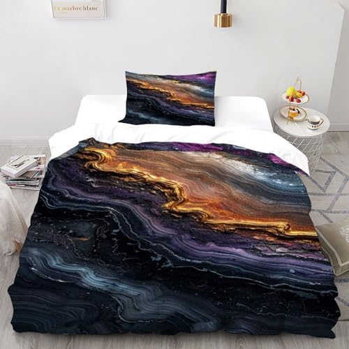 COVDKIDF Textur Gold Bettwäsche-Sets 3 Teilig Für Jungen Und Mädchen 3D-Digitaldruck Starry Sky Theme Weiche Mikrofaser Mit Reißverschluss Und Kissenbezug Single（135x200cm） von COVDKIDF