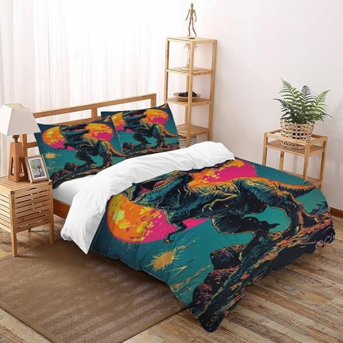 COVDKIDF Vollmond Bettwäsche Set 3 Teilig Für Jungen Und Mädchen 3D-Digitaldruck Animal Theme Microfaser Mit Reißverschluss Und Kissenbezug Double（200x200cm） von COVDKIDF