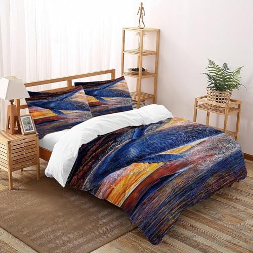 COVDKIDF Wal Ozean Bettwäsche-Sets 3 Teilig Für Jungen Und Mädchen 3D-Digitaldruck Animal Theme Marine Animal Microfaser Mit Reißverschluss Und Kissenbezug Super King（260x220cm） von COVDKIDF