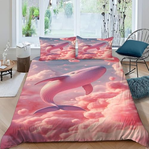 COVDKIDF Wal Wolken Bettwäsche Set 3-teilig Mit Reißverschluss Kissenbezug Betten Set Animal Theme Marine Animal Für Jugendliche Kinder Schlafzimmer King（220x240cm） von COVDKIDF