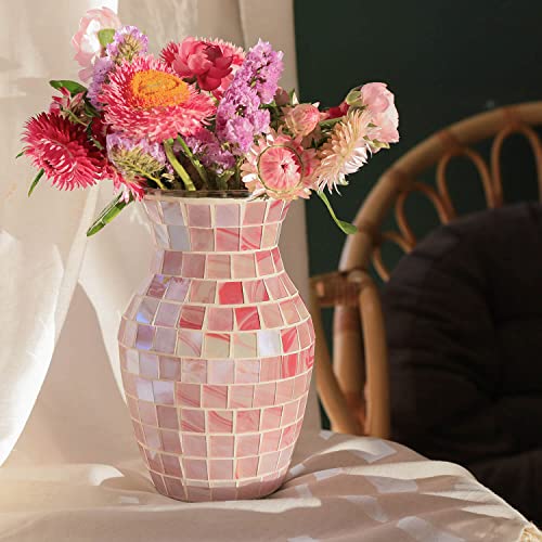Rosa Vasen für Dekor, Blumenvase für Wohnzimmer Dekorationen, Mosaik Marmor Vasen für Blumen, Deko Vase für Gästezimmer Rosa Vasen für Dekor, Blumenvase für Wohnzimmer Dekorationen, Mosaik Marmor Vasen für Blumen, Deko Vase für Gästezimmer von COVEGE