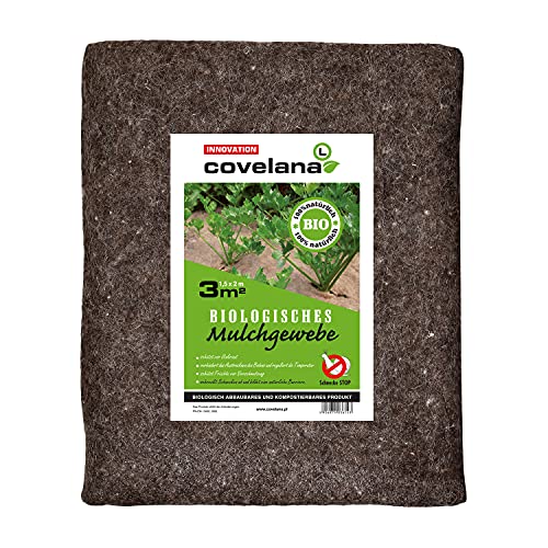 COVELANA Bio Mulchmatte, Wasserdurchlässiges Unkrautvlies, Gartenvlies aus Schafwolle, Wasserspeicherndes Abdeckvlies für Jeden Garten, 1,5 x 2 m von COVELANA