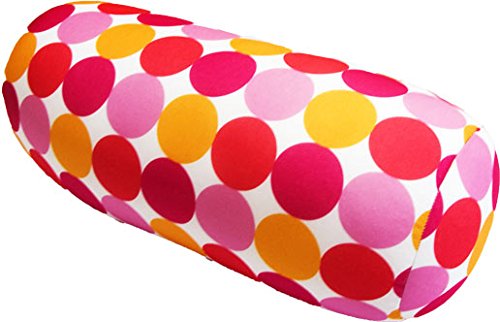 COVERBAGBCN - Rundes Relax Anti-Stress-Kissen | Entlastung für die Halswirbelsäule | Füllung mit kleinen Komfortperlen | Lycra-Stoff, weich im Griff | 35x15 cm (Rosa und Rote Punkte) von COVERBAGBCN