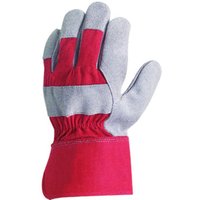 Pack mit 12 Paar Handwerks- und Dockergloves aus Rindsknopfleder – Rote Leinwand, Größe 8 von COVERGUARD