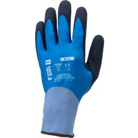 Satz mit 10 Paar Arbeitshandschuhe EUROLITE L300 - 15G LATEX BLAU DOPPELT GENÄHT - VOLLE HAND - PALME SANDY Größe 8 von COVERGUARD