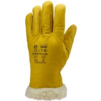 Set aus 6 - EUROWINTER ISLANDE Handschuhe - Vollnarbenrindsleder in Gelb - Synthetisches Fell aus Polyamid Größe 9 von COVERGUARD