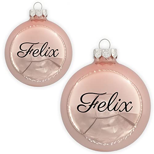 Coverlounge Christbaumkugel personaliert aus Glas | Weihnachtskugel mit Name| Ø 6cm oder 8cm in Rose (Glanz) | für Weihnachten von Coverlounge