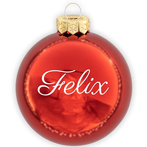 Coverlounge Christbaumkugel personaliert aus Glas | Weihnachtskugel mit Name| Ø 6cm oder 8cm in Rot (Glanz) | 20 Verschiedene Schriften von Coverlounge
