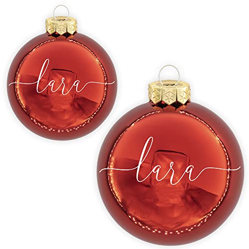 Coverlounge Christbaumkugel personaliert aus Glas | Weihnachtskugel mit Name| Ø 6cm oder 8cm in Rot (Glanz) | für Weihnachten von Coverlounge