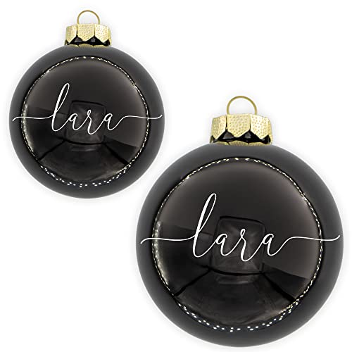 Coverlounge Christbaumkugel personaliert aus Glas | Weihnachtskugel mit Name| Ø 6cm oder 8cm in Schwarz (Glanz) | für Weihnachten von Coverlounge