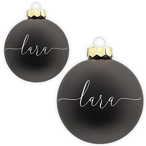 Coverlounge Christbaumkugel personaliert aus Glas | Weihnachtskugel mit Name| Ø 6cm oder 8cm in Schwarz (Matt) | für Weihnachten von Coverlounge